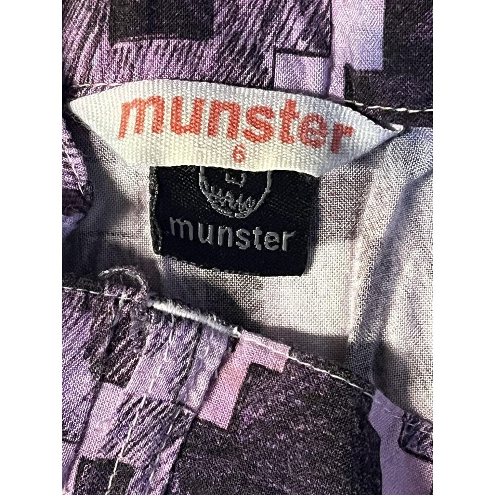 Munster Pants Youth 6 Black‎ White Purple Aztec Tribal Print Joggers Elastic - Picture 5 of 11